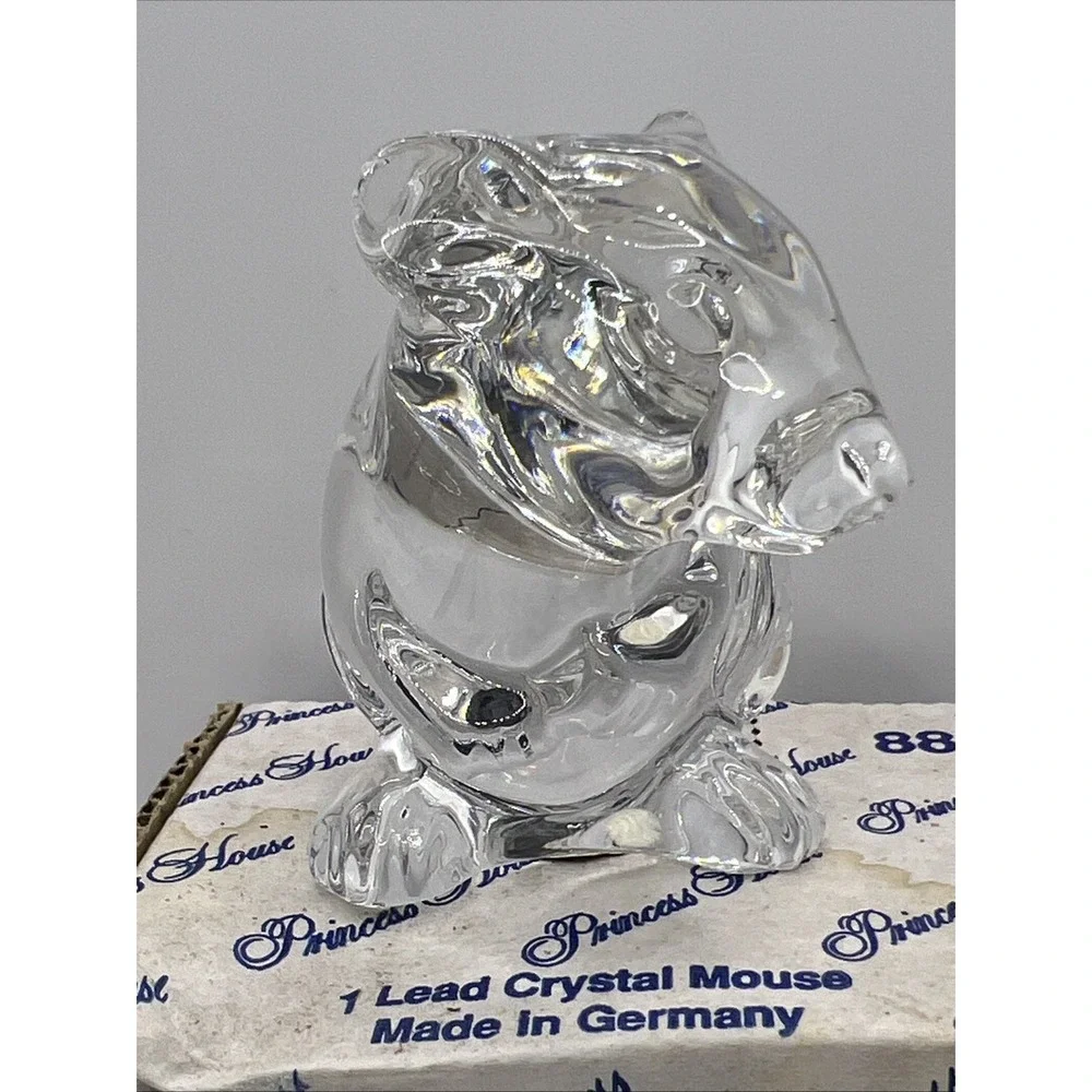 Vintage Princess House PETS‎ 24% Lead Crystal Mouse Figurine Paperweight Germany